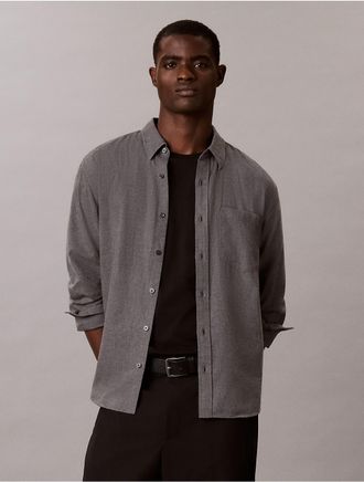 Calvin Klein Jeans Calvin Klein Mens Melange Flannel Easy Shirt - Grey - 2XL