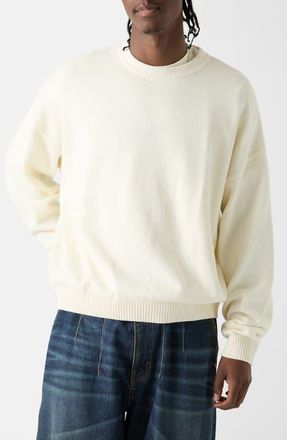 Guess Go Crewneck Jacquard Sweater in Ivory at Nordstrom, Size Xx-Large