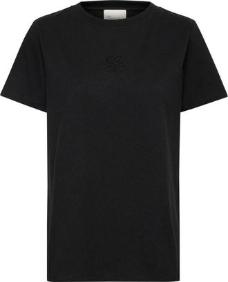 MY ESSENTIAL WARDROBE T-shirt met Logo Borduurwerk - Dames - T-shirts - Zwart - L - Katoen - Tops