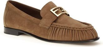 Fendi Womens Brown Lamb Ovis Aries Slip-On Loafers