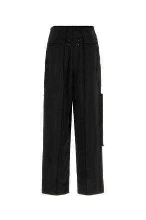 Maison Margiela Mens Black Satin Wide-Leg Pant Exterior: Viscose Pantaloni Trousers