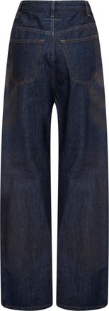 Maison Margiela Womens Jeans Wide-Leg Washed Denim Blue Silk