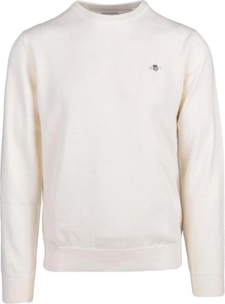 GANT Classic Crewneck Pullover In Premium White Wool