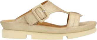 L'Amour Des Pieds Womens Verick Stardust Leather Sandal In Gold