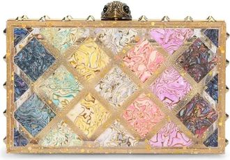 Kurt Geiger Clutches, female, Multicolor, ONE SIZE, Crystal Quilt Box Clutch