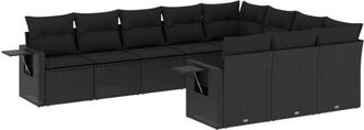 vidaXL Vidaxl - Set De Sof&aacute;s De Jard&iacute;n 10 Pzas Cojines Rat&aacute;n Sint&eacute;tico Negro