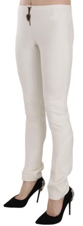 Just Cavalli White Mid Waist Skinny Dress Trousers Womens Pants