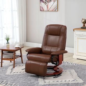 HOMCOM Ergonomic Office Recliner Sofa Chair PU Leather Armchair Lounger in Brown