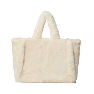 Generic Winter Faux Fur Handbag Simple Stylish Large Tote Soft Women Shoulder Bag Phone Purses Work(Beige)