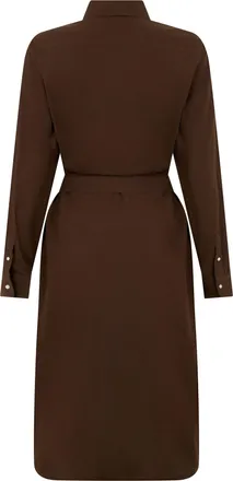 Polo Ralph Lauren Womens Long Belted Dress Dark Brown Cotton
