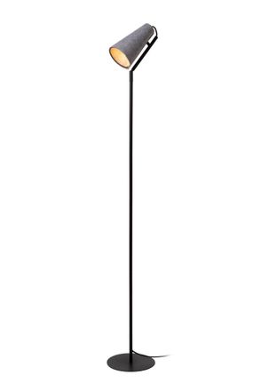 Lucide Lampada Da Terra Minimal Nera, Paralume Feltro Grigio