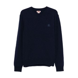 Baracuta Round-neck Knitwear, male, Blue, Size: XL Blue Sweaters for Men