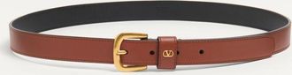 Valentino Garavani Cintura VLogo Signature In Vitello Lucido 25 Mm Uomo DEEP CARAMEL 095
