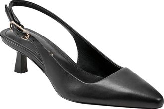 Marc Fisher Kory Pump Women Black Leather Pointed Toe Kitten Heel ZOGG3190