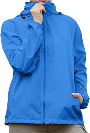 Generic Womens Running Jackets - Waterproof Quick Dry Hooded for Women High Neck Full Zip Long Sleeve Jacket for Fitness Training Cycling Gym Sports with Side