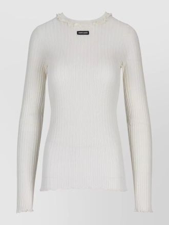 Miu Miu knit top long sleeves crew neck frills