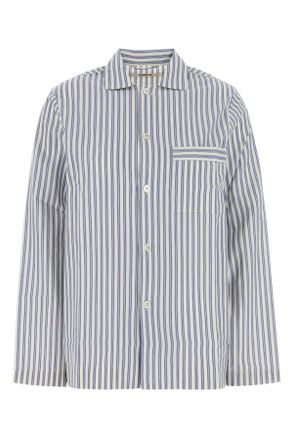 インナー・ルームウェアその他 TEKLA Embroidered Poplin Shirt TEKLA long-sleeve Poplin Pajama Shirt | Blue | FARFETCH