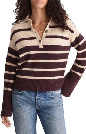 Madewell CloudSoft Polo Sweater in Black Iris Stripe at Nordstrom Rack, Size Xx-Large
