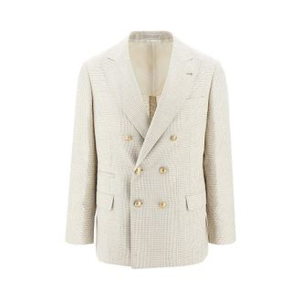 Brunello Cucinelli Prince of Wales double-breasted jacket Man 48