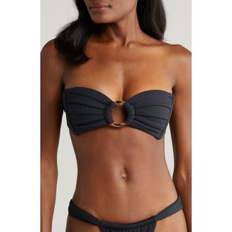 Montce Swim Tori O-Ring Rib Bikini Top in Black Rib at Nordstrom Rack, Size X-Small