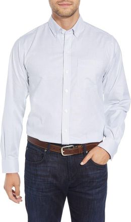 Cutter & Buck Cotton Blend Oxford Stripe Shirt in Light Blue at Nordstrom, Size Xxx-Large