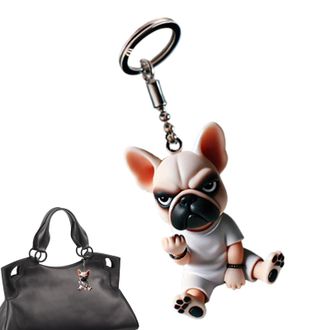 Generic Dog Keychain - Attitude French Bulldog Keychain, 3D Acrylic Dog Bag Charm, Handmade Funny Bulldog Keychainn |French Bulldogg Ornament for Backpacks, P