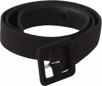 Dolce & Gabbana Zwarte Velours Leren Logo Riem met Gesp