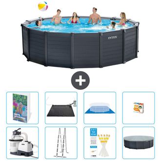Intex Piscina Graphite Panel Redonda - 478x124 Cm - 9-piezas S559