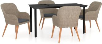 vidaXL Juego De Comedor De Jard&iacute;n 5 Piezas Con Cojines Marr&oacute;n Vidaxl