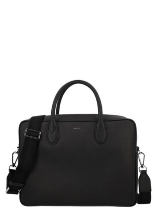 BOSS Rectangular Black Bonded Leather Document Case With Detachable Strap
