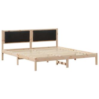 vidaXL Bed Frame with Headboard Black 200 x 200 cm Solid Pine Wood vidaXL
