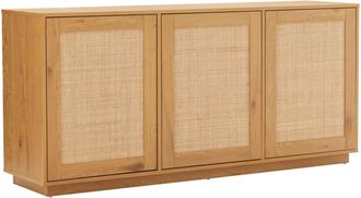 Oviala Mueble de TV con 3 puertas efecto rat&aacute;n, 160 cm de ancho, madera clara