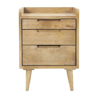 Maisons du monde Mesita de noche vintage 3 cajones de madera de mango