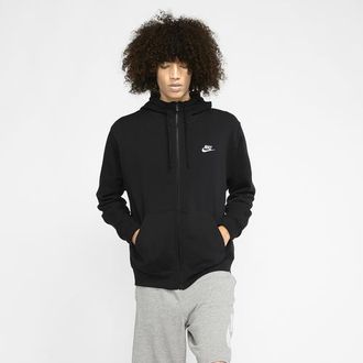 Nike Mens Club Full-Zip Hoodie - White/Black Size 3XLT