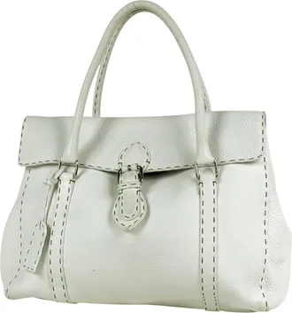 Fendi White Leather Tote Bag (Pre-Owned)