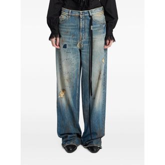 Ann Demeulemeester Distressed Script-print Jeans