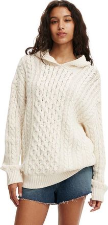 Cotton On Womens Oversized Cable Hoody in Porcelain at Nordstrom, Size Xx-Small