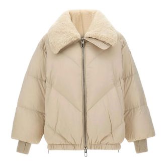 Duno Jassen, Dames, Beige, XS, Leer, Celia Down Jacket
