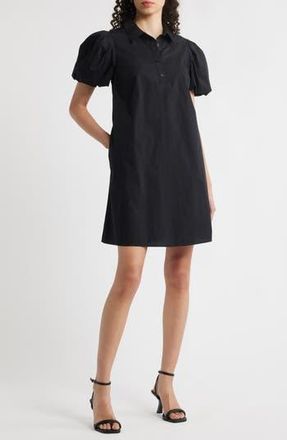 Halogen Puff Sleeve A-Line Shirtdress in Rich Black at Nordstrom Rack, Size Small