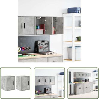 vidaXL vidaXL Archiviazione strumenti - Pensili per Garage 2 pz Grigio Cemento in Legno Multistrato