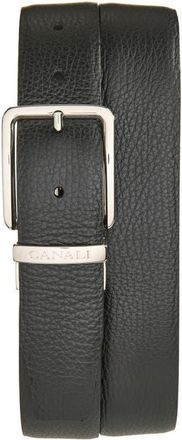 Canali Reversible Grained Leather Belt in Black at Nordstrom, Size 46 R