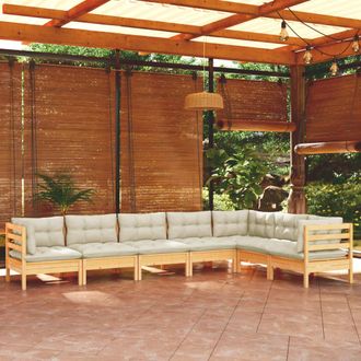 vidaXL Furniture Limited - Muebles De Jard&iacute;n 7 Pzas Y Cojines Madera