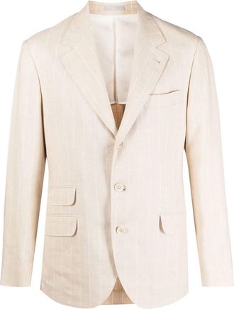 Brunello Cucinelli single-breasted tailored blazer - men - Wool/Linen/Flax/Cupro - 46 - Neutrals