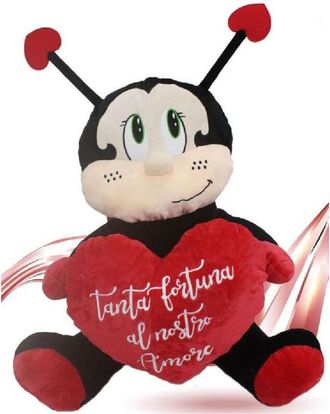 Trade Shop Trade Shop Traesio - Coccinella Peluche Da 55 Cm Con Cuore Regalo Porta Fortuna San Valentino 95387