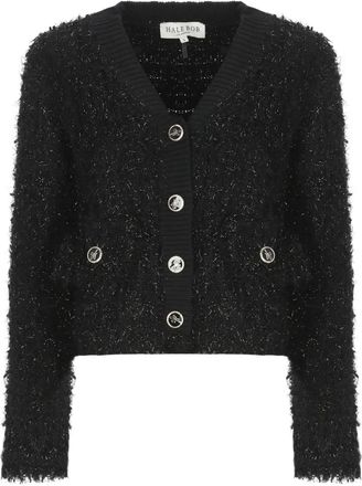 Hale Bob Vest van boucl&eacute;-stof met logodetail - Zwart