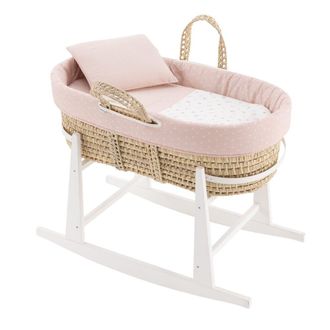 Cambrass Mois&eacute;s palma acolchado + patas madera blancas 39x80x61 cm rosa