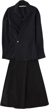 Alexander Wang Asymmetrische Wikkel Blousejurk - Dames - Shirt Kleedjes - Zwart - S - Katoen - Kleedjes