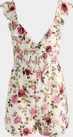 Alice & Olivia Gemma Embroidered Floral Romper