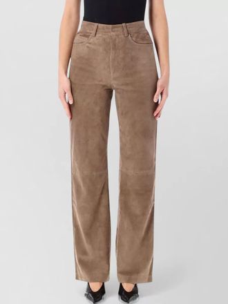 Rotate suede straight-leg trousers