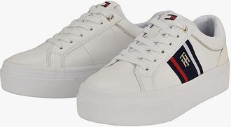 Tommy Hilfiger Womens Banner Stripe Cupsole Sneaker - White - US 9.5 / EU 41